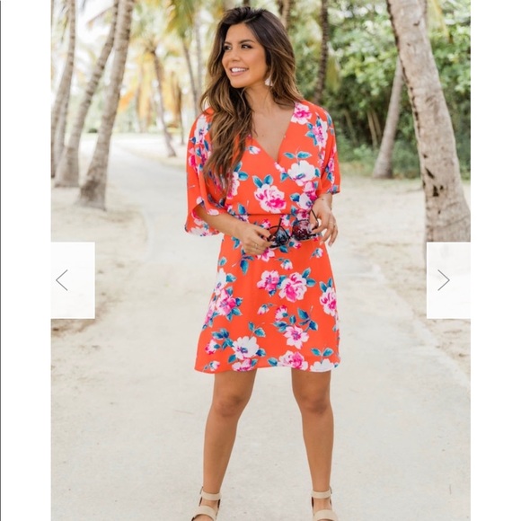 A New Tomorrow Orange Pink Lily Dress - Picture 1 of 4